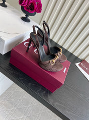 GUCCI 26S HORSEBIT GG SANDALS 105 MM IN DARK BROWN CANVAS