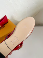 ROMY FLAT BALLERINA IN RUBY RED PATENT CALFSKIN