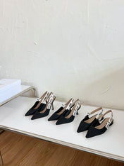 J'ADIOR SLINGBACK FLAT BLACK TECHNICAL FABRIC