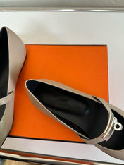 KIARA FLAT PUMP IN KHAKI BROWN CALFSKIN