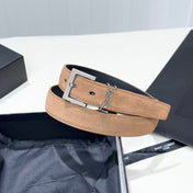YSL 25S BELT 30 MM IN CARAMEL BROWN SUEDE 586762
