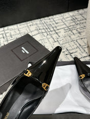 SL CARINE SLINGBACKS PUMP 45 BLACK CALFSKIN