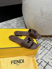FF Baguette Chocolate Leather Slide