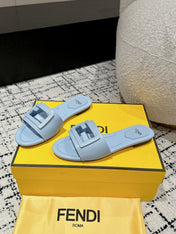 FF Baguette Baby Blue Leather Slide