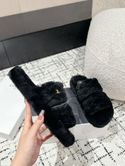 DAD SANDAL MULE IN BLACK SHEARLING