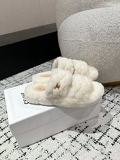 DAD SANDAL MULE IN WHITE SHEARLING