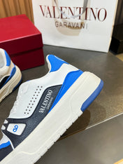 VALENTINO 26S ONESTUD SNEAKERS IN WHITE MIX BLUE CALFSKIN
