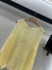 CHANEL LIGHT YELLOW SLEEVELESS KNIT TOP