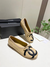 CHANEL 26S FLATS IN BEIGE LAMBSKIN WITH BOW