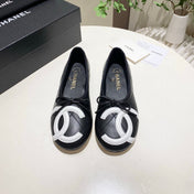 CHANEL 26S FLATS IN BLACK LAMBSKIN WITH BOW
