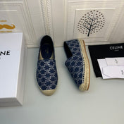NEW FLAT FISHERMAN SHOES NAVY BLUE COTTON CANVAS