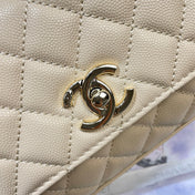 CHANEL 26S COCO HANDLE BAG 32 IN BEIGE CAVIAR CALFSKIN