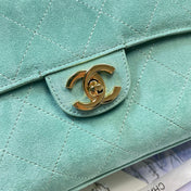 CHANEL 26S CLASSIC FLAP 33 IN MINT GREEN SUEDE