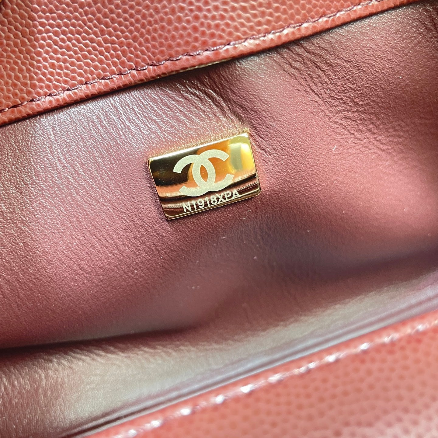 CHANEL 26S COCO HANDLE BAG 32 IN DARK RED CAVIAR CALFSKIN GOLD HARDWARE