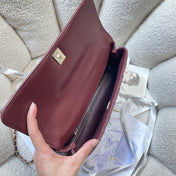 CHANEL 26S COCO HANDLE BAG 32 IN DARK RED CAVIAR CALFSKIN GOLD HARDWARE