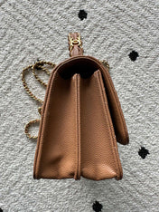 CHANEL 25S CLASSIC WALLET ON CHAIN 19 IN BROWN LAMBSKIN WITH GOLD HARDWARE