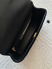 CHANEL 25S MINI FLAP BAG 23 IN BLACK VELVET WITH GOLD HARDWARE