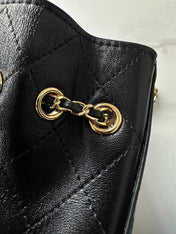 CHANEL 26S MINI BUCKET BAG 18 IN BLACK PATENT QUILTED CALFSKIN GOLD HARDWARE