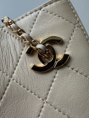 CHANEL 26S MINI BUCKET BAG 18 IN BEIGE QUILTED CALFSKIN GOLD HARDWARE
