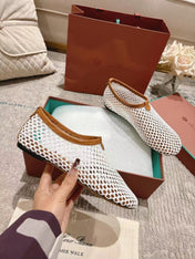 FLAT SHOES IN WHITE MESH FABRIC