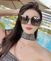 BORDERED SQUARE FRAME SUNGLASSES G0607 IN ACETATE