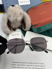 LOW NOSEBRIDGE FIT RECTANGULAR SUNGLASSES G0203 IN METAL