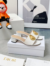 DIOR 26S HIGH-HEEL SANDALS IN WHITE CALFSKIN WITH GOLD HARDWARE