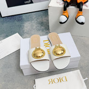 DIOR 26S SANDALS IN WHITE CALFSKIN WITH GOLD HARDWARE