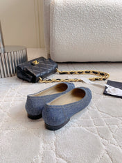 BALLET FLATS IN AEGEAN BLUE DENIM