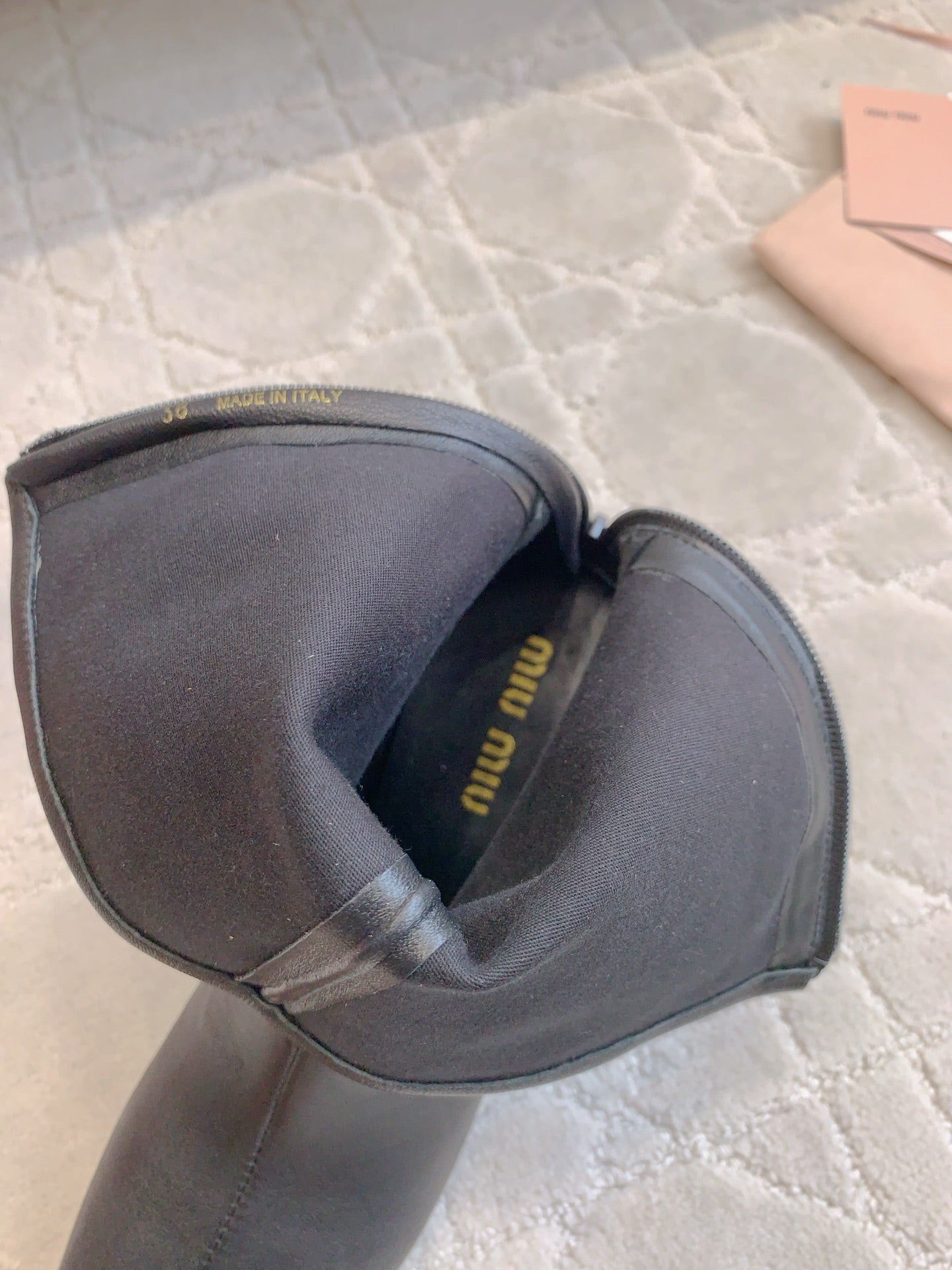 MIUMIU 26S HIGH-HEELED ANKLE BOOTS 70MM IN BLACK CALFSKIN