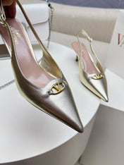 HIGH SLINGBACK 60MM IN GOLD CALFSKIN