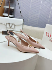 HIGH SLINGBACK 60MM IN BLUSH PINK CALFSKIN