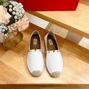 VALENTINO 26S SLIP ON SHOES IN WHITE CANVAS WITH ROCKSTUDS