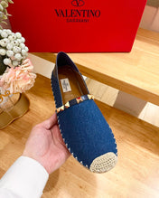 ROCKSTUD NAVY BLUE CANVAS ESPADRILLES