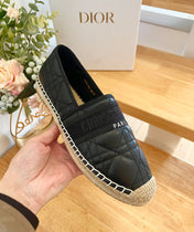 GRANVILLE ESPADRILLE BLACK QUILTED CANNAGE CALFSKIN