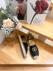 VALENTINO 26S ESPADRILLE SHOES IN BLACK CALFSKIN