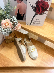 VALENTINO 26S ESPADRILLE SHOES IN WHITE CALFSKIN