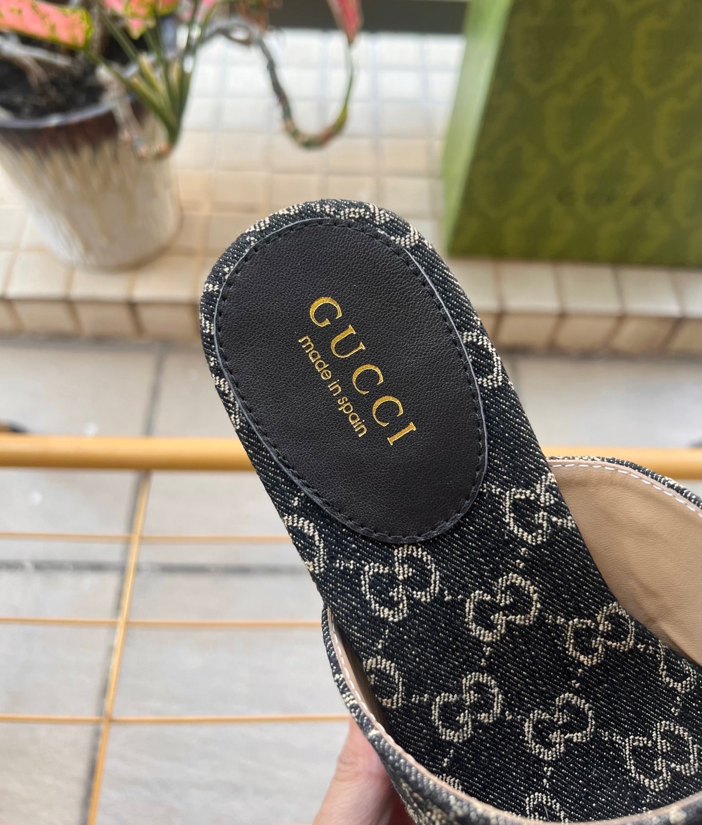 GUCCI 26S WEDGE SANDALS 100 MM IN BLACK DENIM