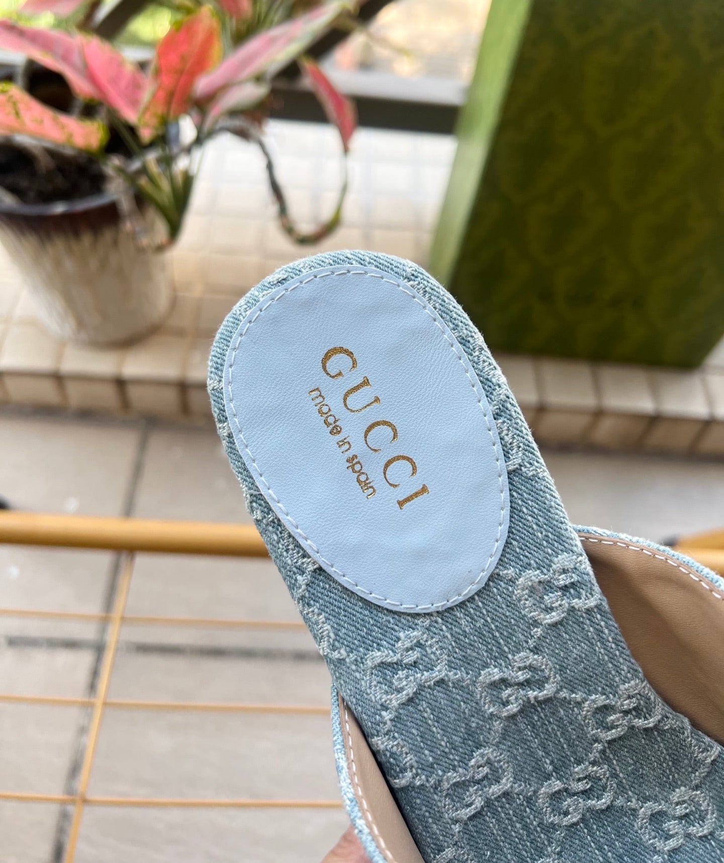 GUCCI 26S WEDGE SANDALS 100 MM IN LIGHT BLUE DENIM