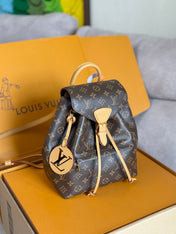 LV 25S MONTSOURIS 33 IN BROWN MONOGRAM CANVAS LEATHER TRIM GOLD HARDWARE