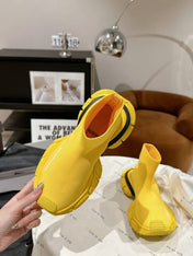 BALENCIAGA 25S SPEED TRAINER SNEAKERS 55 MM IN YELLOW AND BLACK KNIT