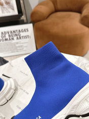 BALENCIAGA 25S SPEED TRAINER SNEAKERS 55 MM IN BLUE KNIT