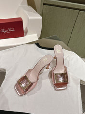 TRUMPET METALLIC MULES IN PINK PATENT CALFSKIN