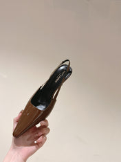 BLAKE SLINGBACK PUMPS 80 IN BROWN PATENT LEATHER
