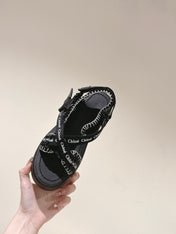 CHLOÉ 26S SANDALS IN BLACK LAMBSKIN AND CANVAS
