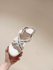 CHLOÉ 26S SANDALS IN WHITE LAMBSKIN AND CANVAS