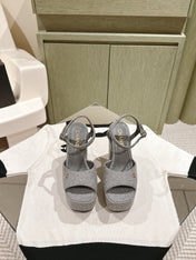 CC HIGH SANDAL GREY SUEDE CALFSKIN