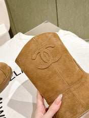 CC SHORT BOOTS PEANUT BROWN SUEDE CALFSKIN