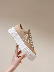 PRA DOUBLE WHEEL RE-NYLON GABARDINE SNEAKERS TUSCAN CALFSKIN
