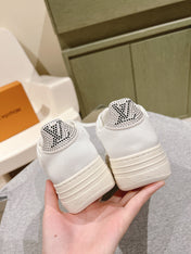 LV GROOVY SNEAKER IN WHITE MIX BLACK DAMIER STRASS AND CALFSKIN